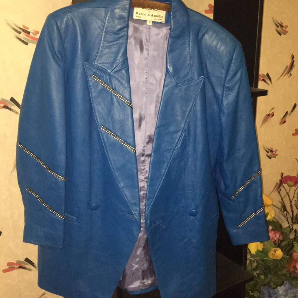 Blue leather jacket